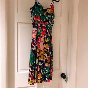 100% Silk Black/Multicolor Dress by JCrew